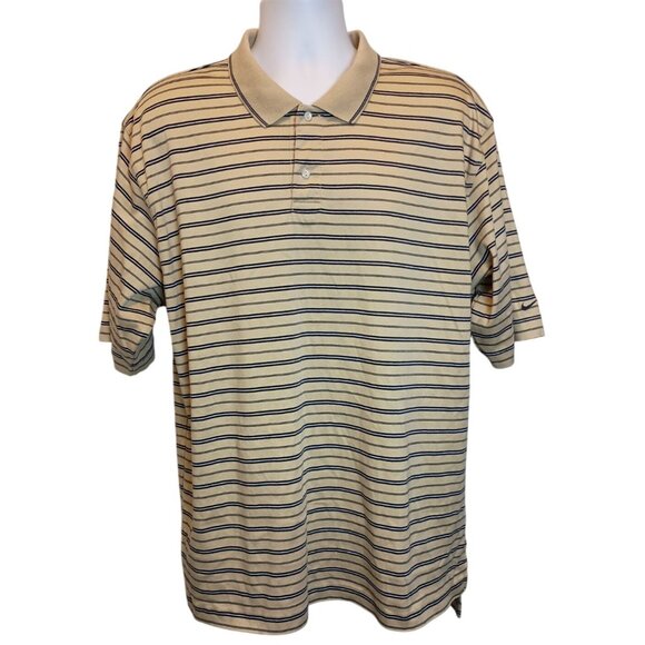 Nike Golf Polo Tan Striped Short Sleeve Shirt Men's Sz.XL - Picture 1 of 6